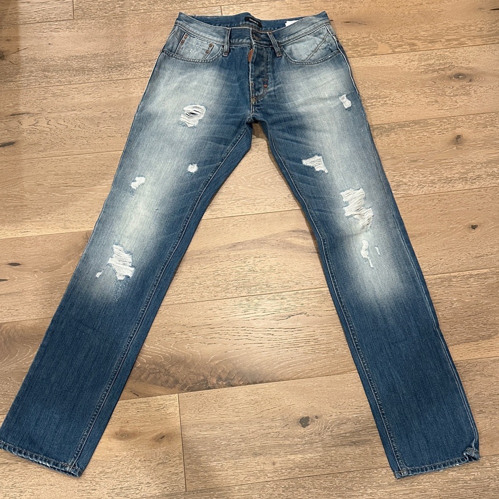 Antony Morato Blue Distressed Slim Jeans